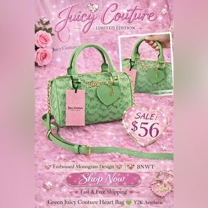 Juicy Couture Green Heart Barrel Bag 💚 Y2K  | BNWT | Rare! FREE GIFT INCLUDED 🎁